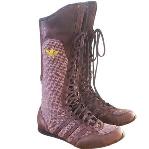 Adidas Midiru Vintage 90's Boxing Moto Leather Tweed Lace Up Zip Boots